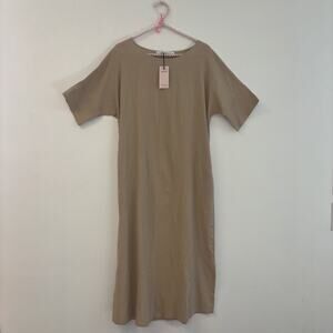 Women’s Linen Dress‎ Sz L Maxi Cotton Garden Fairy Cottage Core Milkmaid Audate